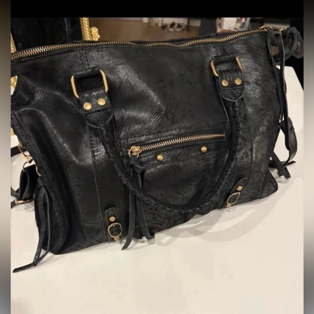 Francis by FB Leather Purse (‘It Girl Bag’ Black Leather w/ Gold Hardware)